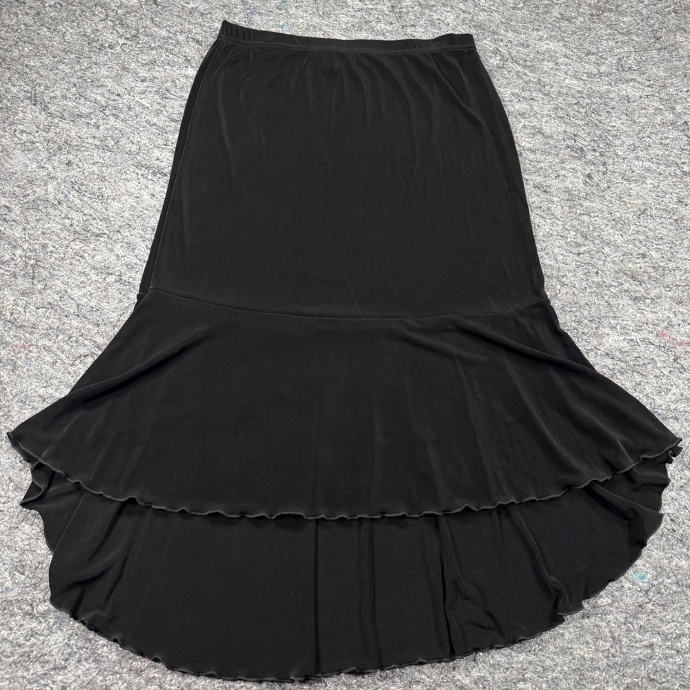 c.l.o.t.h.e.s. Black Tiered High Low Ruffle Hem Midi Skirt Size Medium